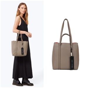 $395 Marc Jacobs the Tag Tote 27 Cement Grey Pebble Leather Shoulder Bag Large